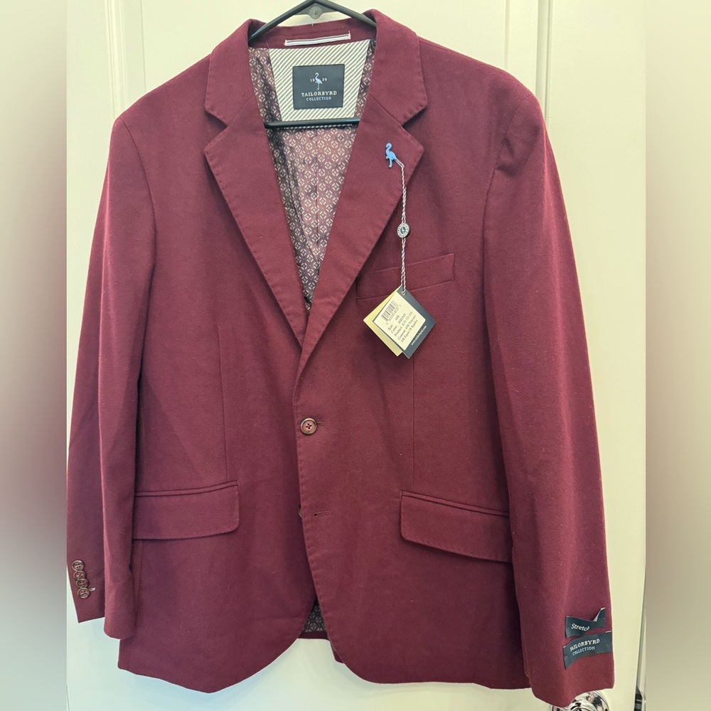 Tailorbyrd Men's Maroon Sport Coat Blazer